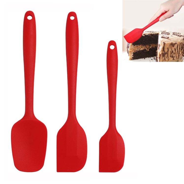 

3 in 1 Silicone Spatula Cake Cream Spatula Baking Tool Set(Red)