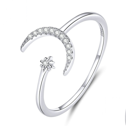 

Sterling Silver Moon Zircon Ring S925 Sterling Silver Open White Gold Plated Ladies Ring