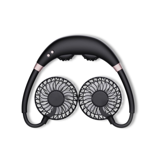 

Lazy Portable Folding Massage Sports Mini Hanging Neck USB Charging Fan(Black)