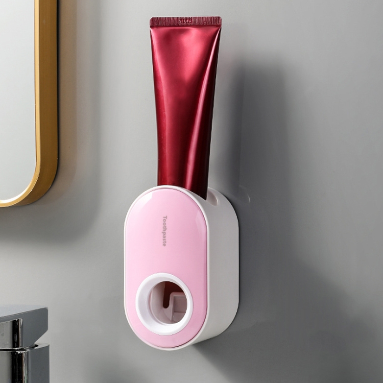 

Automatic Toothpaste Squeezing Wall-mounted Toothpaste Rack(Pink+White)
