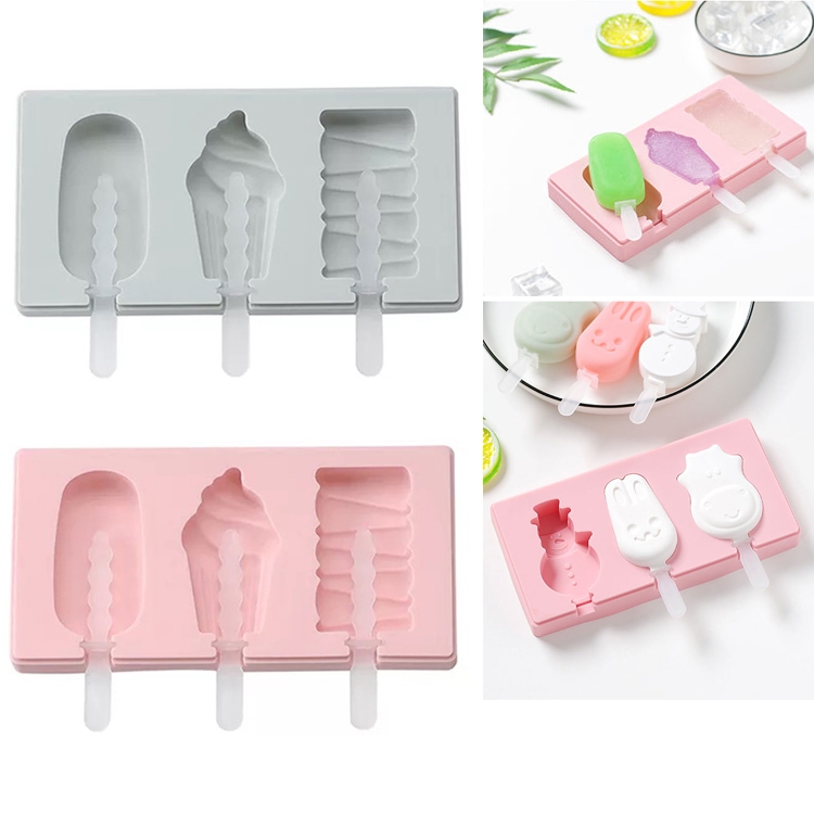 

Silicone Cartoon Homemade Handmade DIY Ice Cream Popsicle Mould with Lid, Color Random Delivery, Style:Ice Cream
