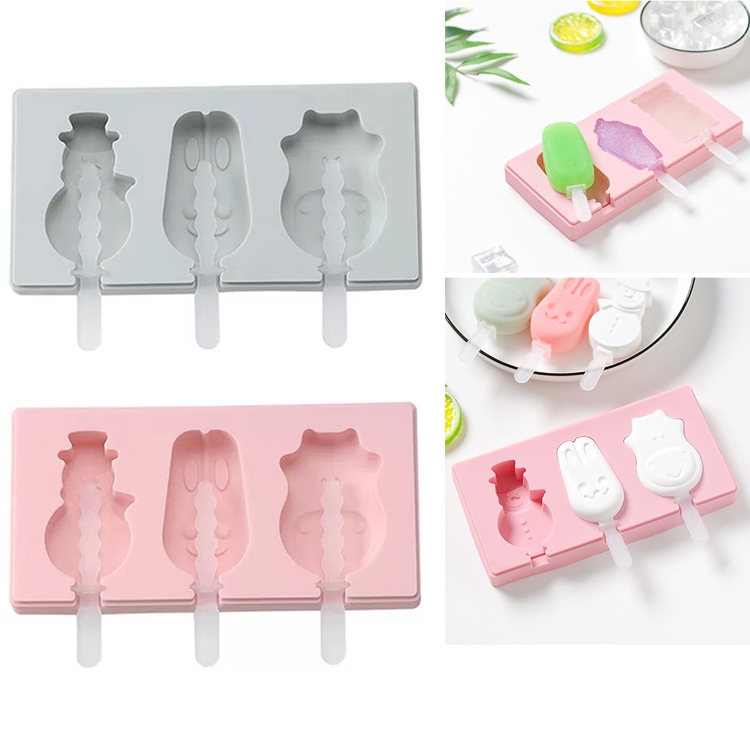 

Silicone Cartoon Homemade Handmade DIY Ice Cream Popsicle Mould with Lid, Color Random Delivery, Style:Snowman Hippo Bunny