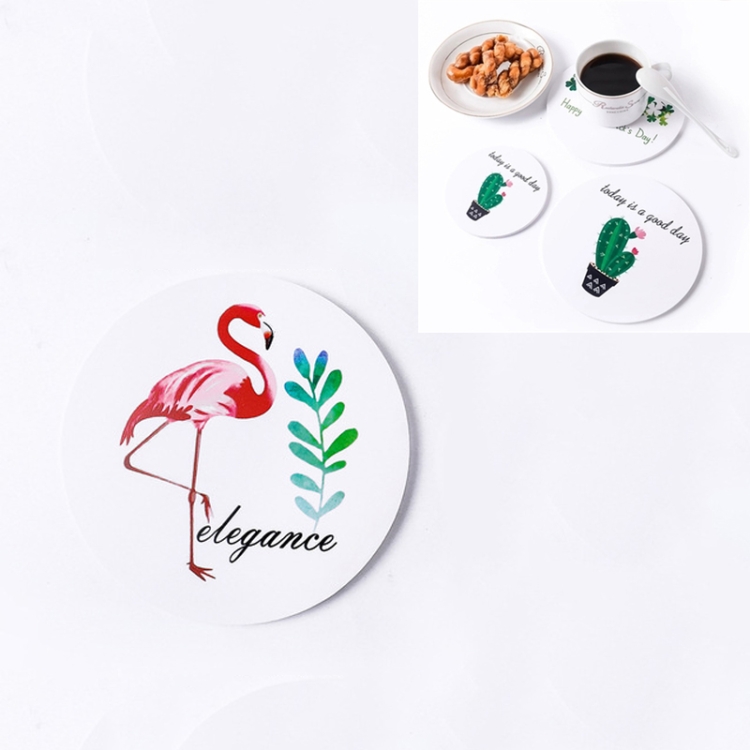 

3 PCS Round Cartoon Non-slip Anti-scalding Coaster Creative Insulation Mat Cute Placemat, Size:S(Flamingo)