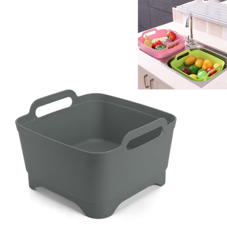 

2 PCS Multifunctional Mobile Sink Kitchen Plastic Vegetable Washing Basket Fruit And Vegetable Storage Drain Basket(Dark Green)