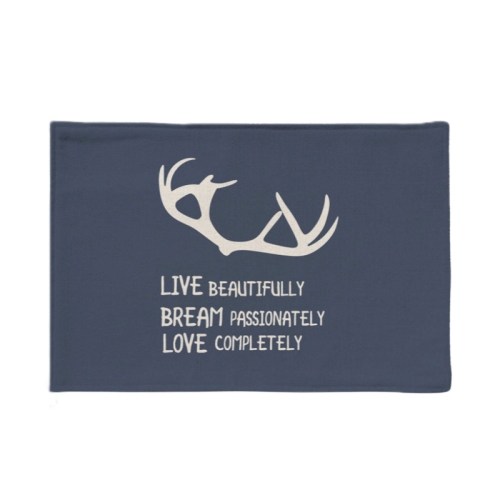 

2 PCS Flax Non-Slip Western Table Mat Coffee Table Insulation Coaster, Specification： Single Side(Antlers)