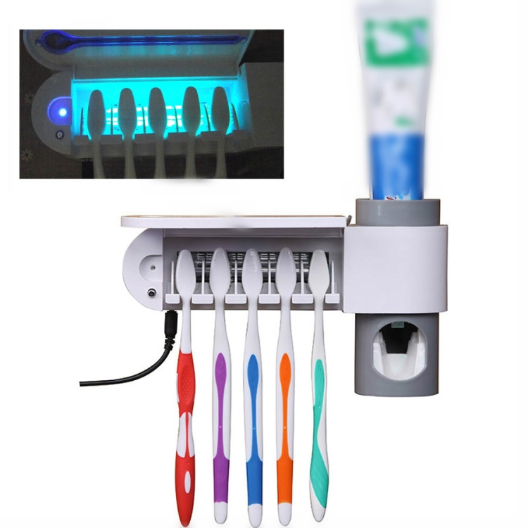 

Punch-free Toilet Wall-mounted Ultraviolet Electric Disinfection Toothbrush Holder, Style:Charging with USB