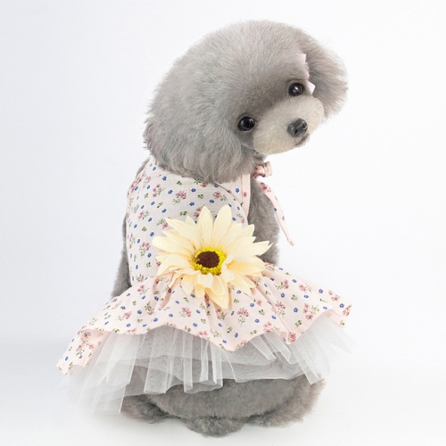 

Pet Clothing Dog Cat Spring and Summer Breathable Daisy Skirt, Size:M(Yellow Flower)