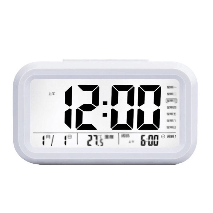 

Voice Report Clock Three Groups Of Alarms Smart LED Electronic Alarm Clock, Style:Rechargeable(White)