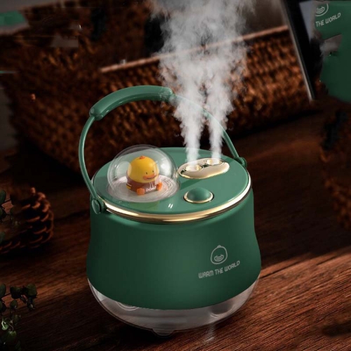 

F08 Wired Water Replenishing Double Spray Humidifier LED Night Light Humidifier(Green)