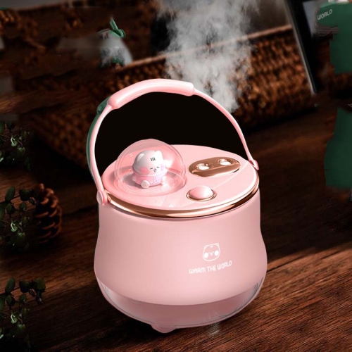 

F08 Wireless Water Replenishing Double Spray Humidifier LED Night Light Humidifier(Pink)