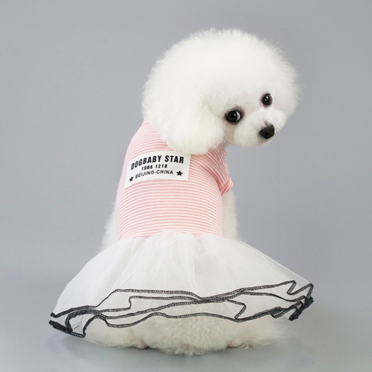 

Pet Clothes Dog Summer Breathable Striped Skirt, Size:S(Pink)