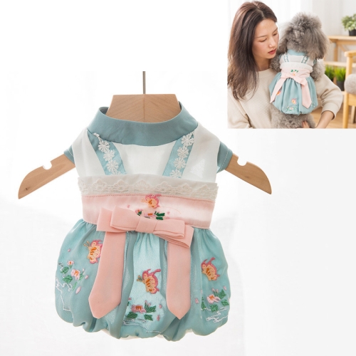 

Summer Pet Hanfu Thin Breathable Small Dog and Cat Skirt, Size:L(Peacock Blue)