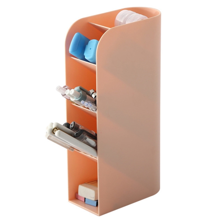 

Multifunctional Home Furnishing Vertical Desktop Plastic Makeup Storage Box Student Stationery Pen Holder(Pink)