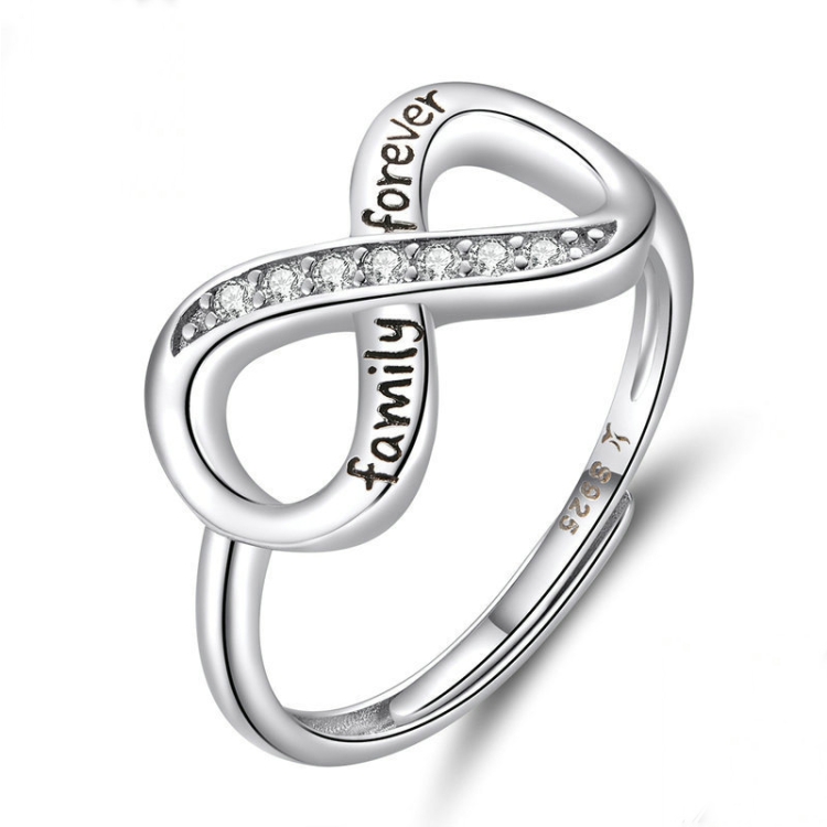 

S925 Sterling Silver Ring Infinite Love Opening Adjustable Platinum Plated Ring