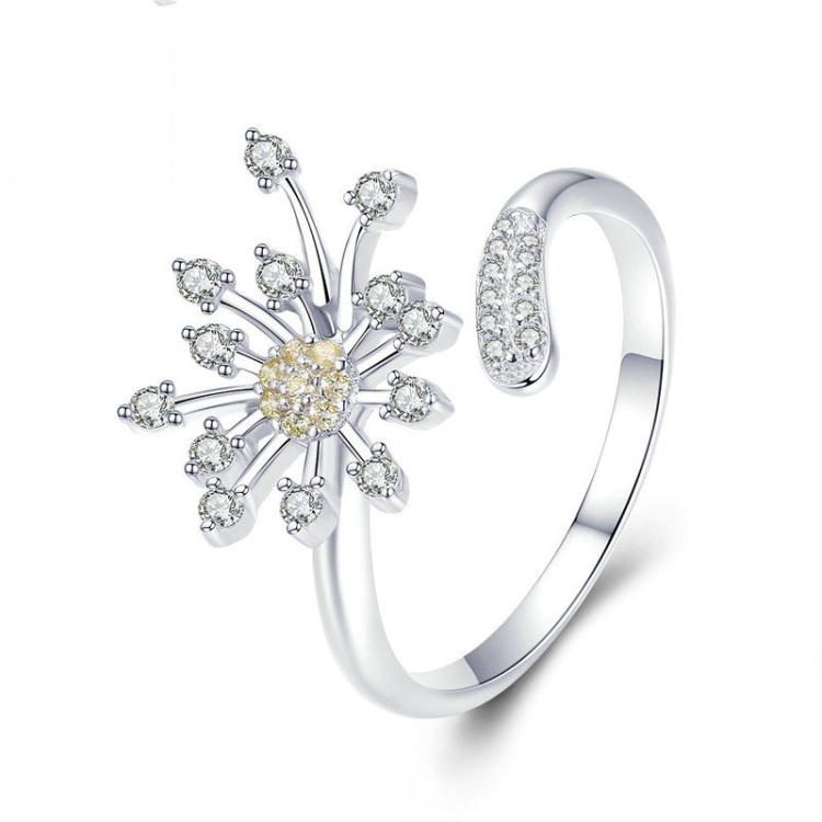 

Dandelion Love Inlaid Zircon Ring S925 Sterling Silver Lady Ring