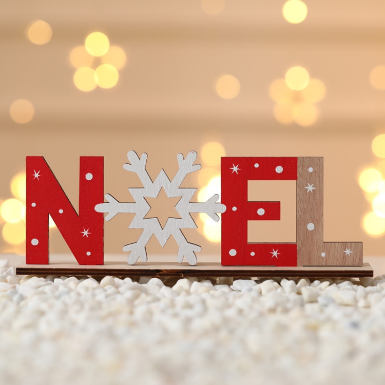 

3 PCS Christmas Decoration Items Wooden Letter Ornaments Desktop Printing Ornaments(NOEL Models)