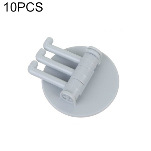 

10 PCS Seamless Paste 3-Branch Rotating Kitchen Bathroom Wall Hook(Nordic Blue)
