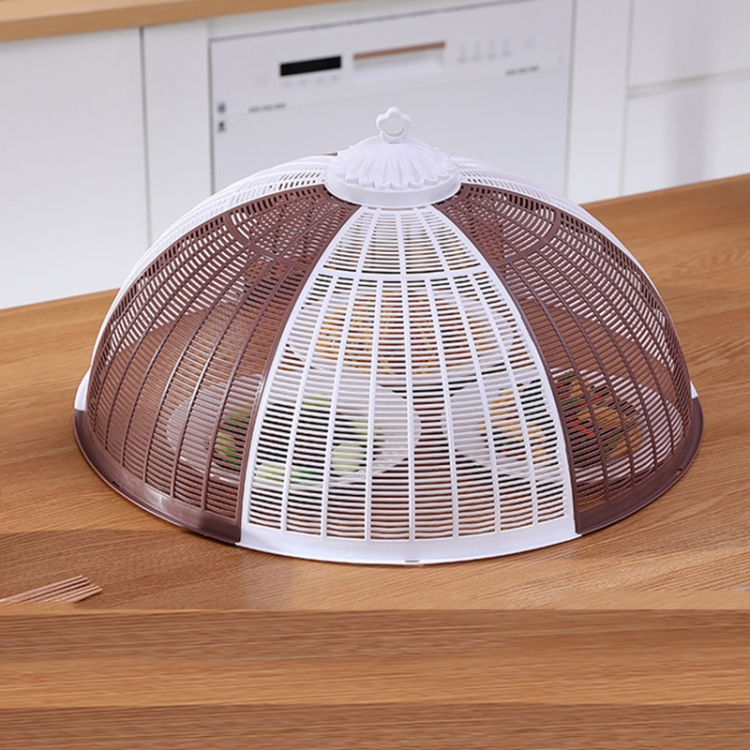 

Household Plastic Assembled Meal Cover Anti-fly Folding Removable and Washable Food Cover(White + Brown)