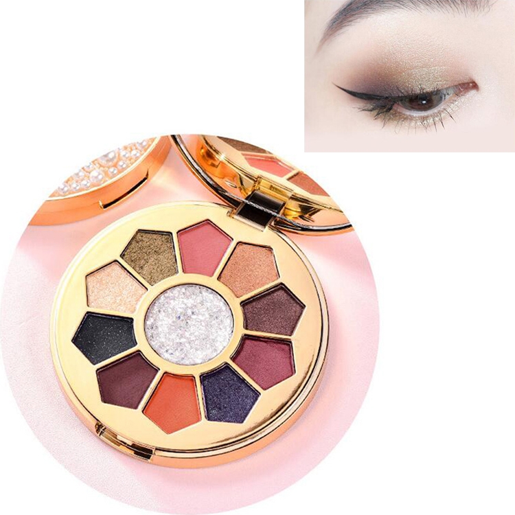 

Bright Streamer Pearl Eyeshadow Palette Matte Net Red Sequin Eyeshadow Makeup(2#Jin Si Qing Yu)