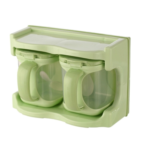 

Plastic Seasoning Box Multi-purpose Combination Seasoning Rack Kitchen Supplies, Style:Two Grid(Apple Green)