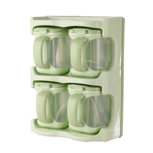 

Plastic Seasoning Box Multi-purpose Combination Seasoning Rack Kitchen Supplies, Style:Four Grid(Apple Green)