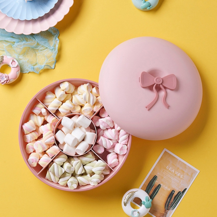 

2 PCS Living Room Home Creative Pastry Tray Snack Box Dessert Dried Fruit Candy Plastic Fruit Plate, Style:Round-Pink