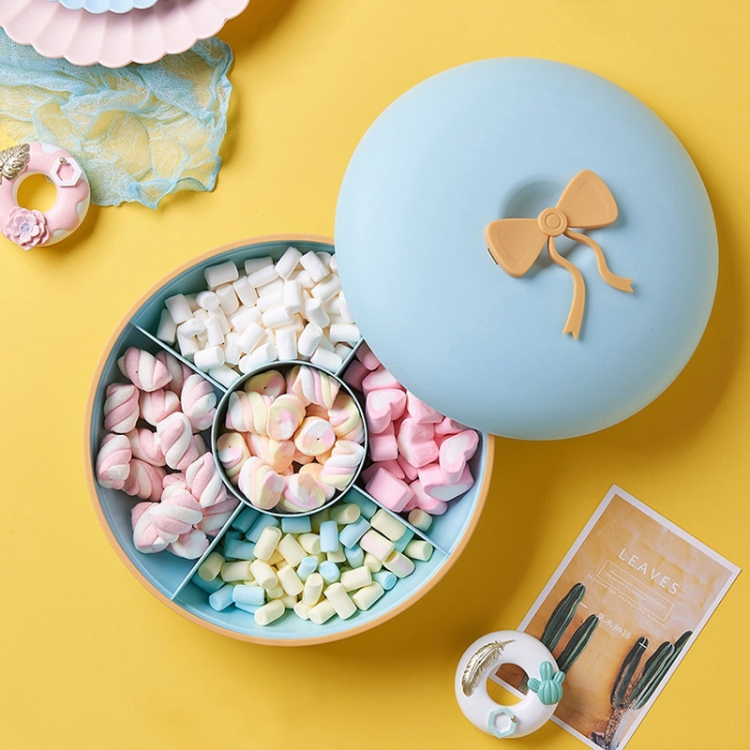 

2 PCS Living Room Home Creative Pastry Tray Snack Box Dessert Dried Fruit Candy Plastic Fruit Plate, Style:Round-Blue