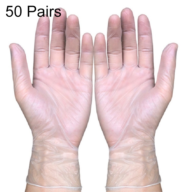 

50 Pairs Disposable Transparent Food Grade PVC Gloves for Tattoo Beauty Vinyl Manicure, Size:XL