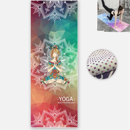 

Yoga Mat Blanket Indoor Fitness Exercise Mat Ultra Thin Non Slip Sweat Absorbent Folding Portable Drape Towel, Size:183 x 65cm(Graceful Naman with Colloid)