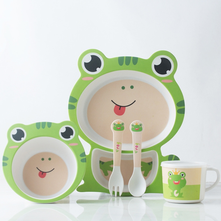 

Bamboo Fiber Children Tableware Set Household Cute Cartoon Baby Food Supplement Plate Set(045 Frog)