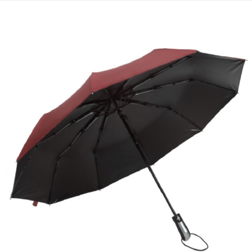 

Ten Bone Automatic Vinyl Umbrella Men And Women Business Double Oversized Reinforced Windproof Sunny Umbrella(Wine red)