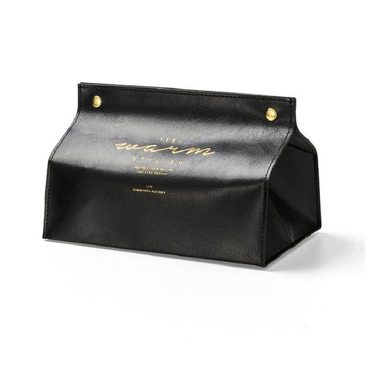 

2 PCS Leather Tissue Box Living Room Coffee Table Household Drawer Cart Car Removable Tissue Box(Black)