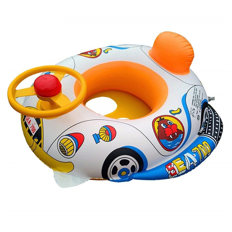 

2 PCS Thickened Police Car Shape Children Water Swimming Ring Inflatable Swimming Seat with Steering Wheel, Size:60 x 60cm (Random Color Delivery)