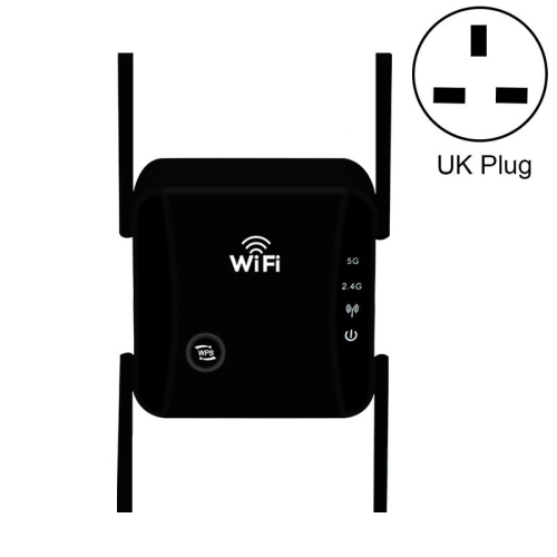 

KP1200 1200Mbps Dual Band 5G WIFI Amplifier Wireless Signal Repeater, Specification:UK Plug(Black)