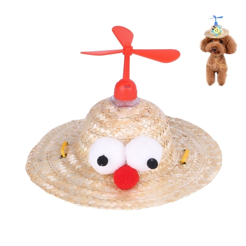 

2 PCS Pet Bamboo Dragonfly Straw Hat Headdress Cat Dog Decoration, Size: S(Eye)