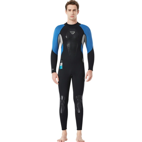 

DIVE&SAIL WS-19496 One-piece Thermal Diving Suit Long-sleeved Snorkeling Swimsuit, Size:M(Black Blue)