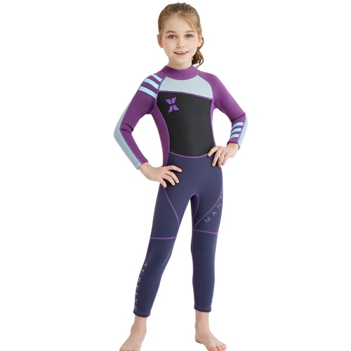 

DIVE & SAIL WS-18818 Children Diving Suit One-piece Warm Snorkeling Surfing Anti-jellyfish Swimsuit, Size:S(Black Purple Sleeve)