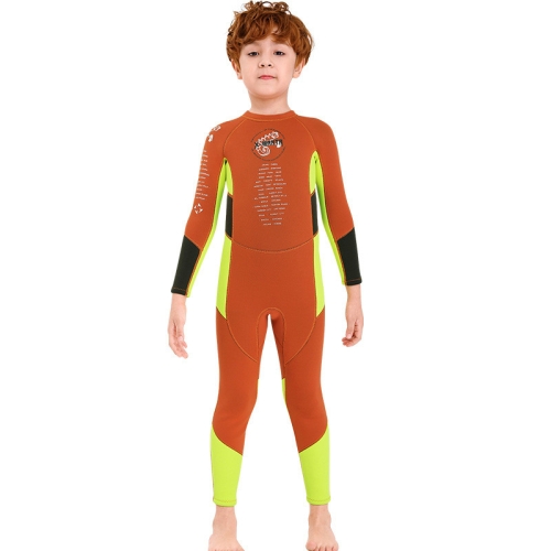 

DIVE & SAIL M150501K Children Warm Swimsuit 2.5mm One-piece Wetsuit Long-sleeved Cold-proof Snorkeling Surfing Anti-jellyfish Suit, Size: L(Orange)