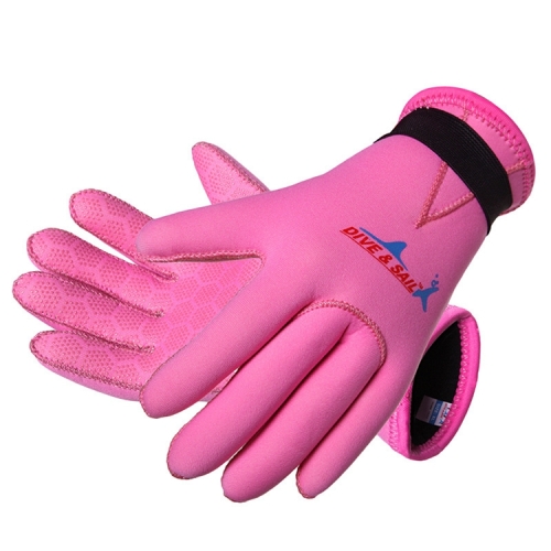 

DIVE&SAIL 3mm Children Diving Gloves Scratch-proof Neoprene Swimming Snorkeling Warm Gloves, Size: L for for Aged 9-12(Pink)