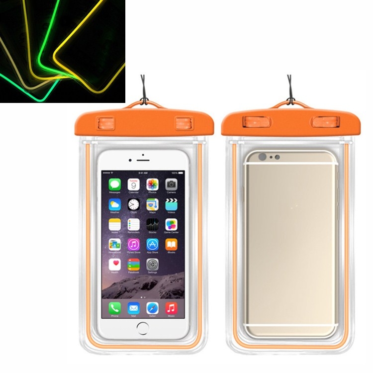 

5 PCS TPU Fluorescent Luminous Touch Screen Waterproof Mobile Phone Bag Suitable For Mobile Phones Under 6 Inches(Orange)