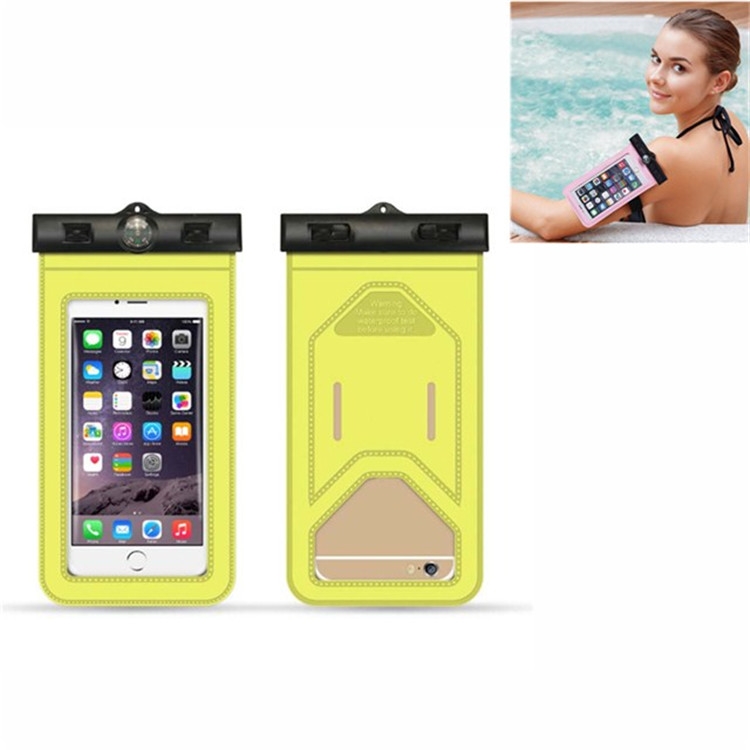 

5 PCS Suitable For Mobile Phones Under 6 Inches Mobile Phone Waterproof Bag With Armband And Compass(Yellow)
