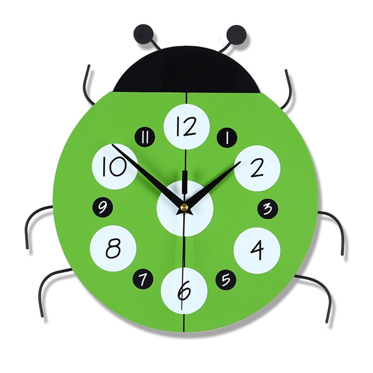 

Cartoon Living Room Clock Wall Clock Wooden Home Clock Children Room Decoration Quartz Clock(Green)