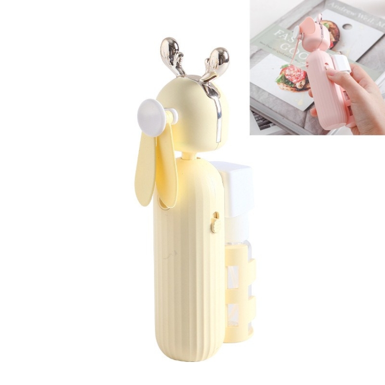 

Handheld Spray Disinfection Fan USB Charging Mini Outdoor Replenishment Fan, Style:Deer Ears(Yellow)