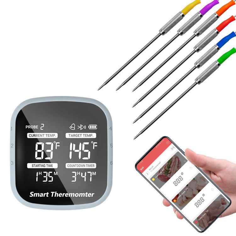 

2 PCS Kitchen APP Thermometer Wireless BBQ Food Meat Electronic Bluetooth Thermometer