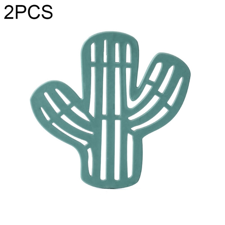 

2 PCS Cactus Shape Anti-Scalding Tea Coaster Creative Home Non-Slip Insulation Pad Water Cup Bowl Mat(Dark Green)