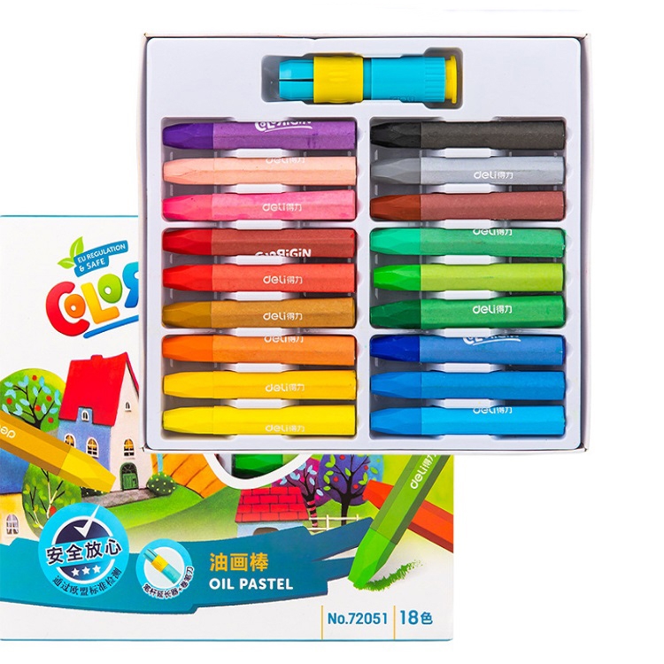 

4 PCS Deli Children Painting Oil Painting Stick 12 Colors / 18 Colors / 24 Colors / 36 Colors Not Dirty Hand Art Crayon Brush, Style:18 Colors