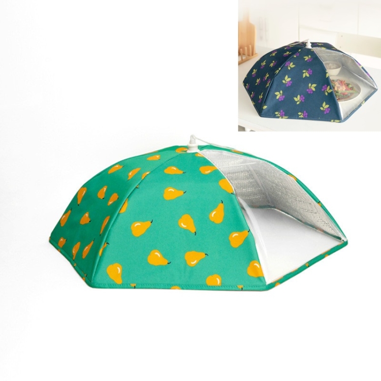 

Fruit Pattern Cartoon Folding Meal Cover Thick Aluminum Foil Meal Dust Insulation Cover(Blue Green)