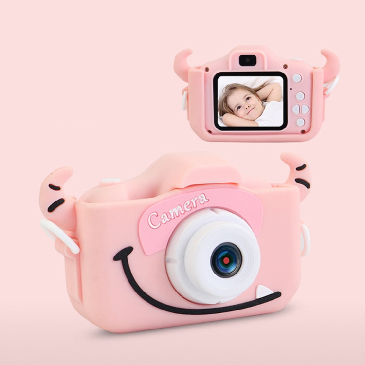 

Cow Shape 2MP HD Waterproof Camera Children Digital Mini Camera, Style:Double Lens(Pink)
