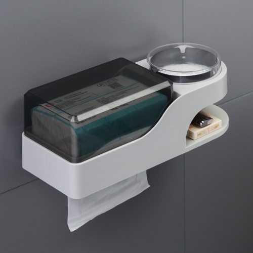 

Multifunctional Toilet Non-perforated Tissue Box Toilet Waterproof Shelf With Ashtray, Colour: Gray Tissue Box + Black Ashtray