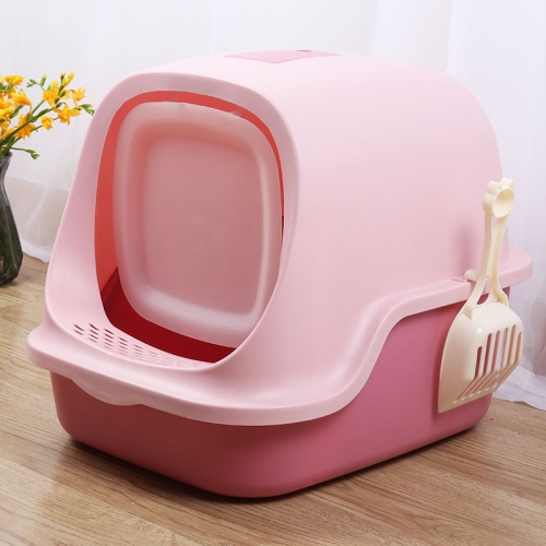 

Fully Enclosed Splash-proof Litter Box Cat Litter Picker with Cat Litter Scoop(Pink)
